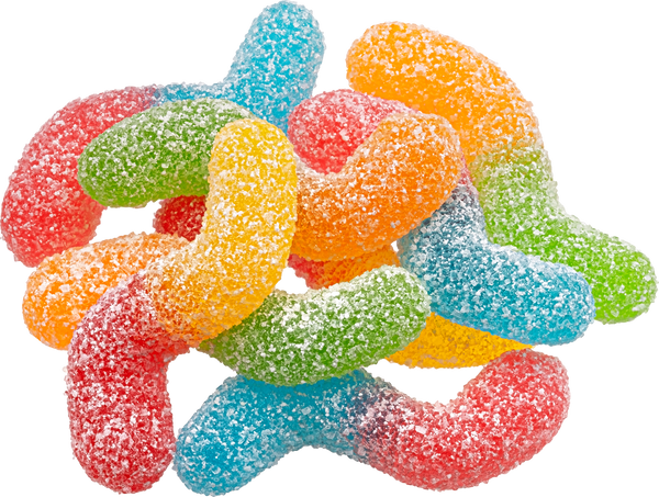 Sour gummy worms isolated